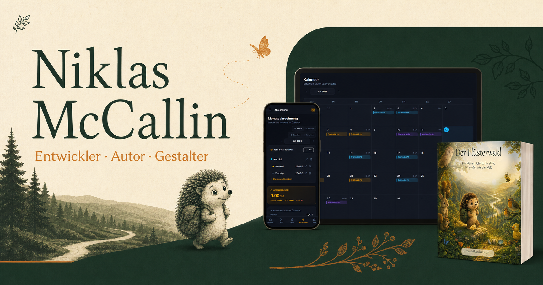 Niklas McCallin mit seinen Projekten ShiftIQ und Der Flüsterwald.